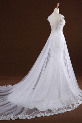 Chicloth Sequine Appliques Tulle Mermaid Wedding Dress_5
