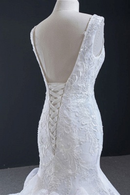 Chicloth Graceful Lace-up Appliqes Mermaid Wedding Dress_7