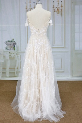 Chicloth Spaghetti Strap Lace Tulle A-line Wedding Dress_3