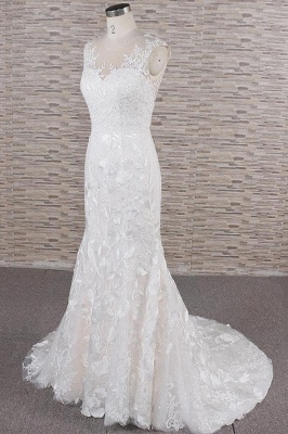 Chicloth Elegant Lace Appliques Tulle Mermaid Wedding Dress_4