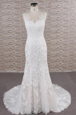 Chicloth Elegant Lace Appliques Tulle Mermaid Wedding Dress_2