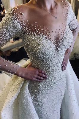 Chicloth Precious Long Sleeve Beading Sheath Wedding Dress_3