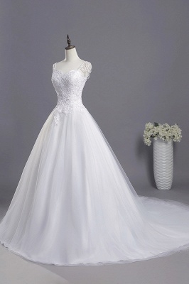 Chicloth Beading Appliques Lace A-line Tulle Wedding Dress_4