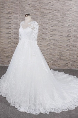Chicloth Awesome Applqiues Tulle Long Sleeve Wedding Dress_4