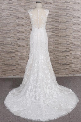 Chicloth Elegant Lace Appliques Tulle Mermaid Wedding Dress_3