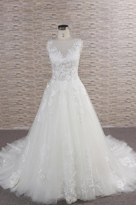 Chicloth Eye-catching Applqiues Tulle A-line Wedding Dress_1