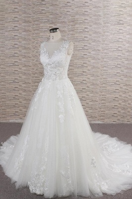 Chicloth Eye-catching Applqiues Tulle A-line Wedding Dress_4