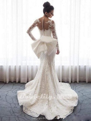Chicloth Long Sleeves Lace Mermaid Wedding Dresses_2