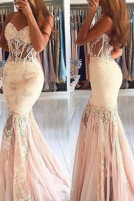 Chicloth Sexy Sheer Mermaid Sleeveless Sweetheart Tulle Lace Long Prom Dresses_1