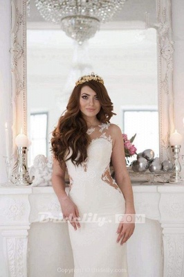 Chicloth Stunning Pretty Mermaid Sleeveless Lace Appliques Wedding Dress_3