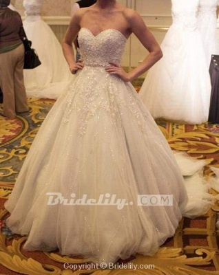 Chicloth Precious Shinny Beaded Strapless Ball Gown Wedding Dress_3