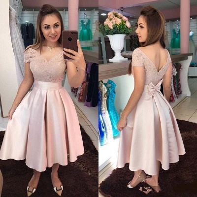 ZY430 Cocktail Dresses Short Prom Dresses Lace Pink_2