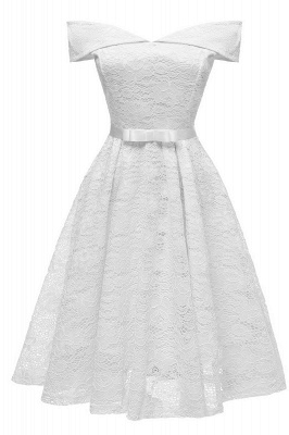 Vintage Elegant White Floral Lace Women Midi Dress_1