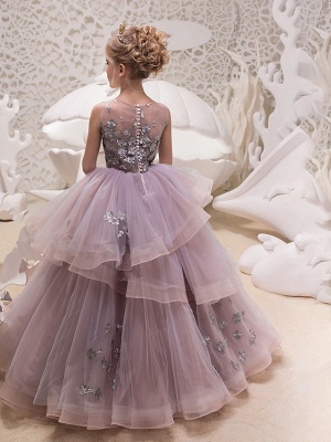 Princess Maxi Party / Birthday / Pageant Flower Girl Dresses - Lace / Organza / Tulle Sleeveless Jewel Neck With Lace / Appliques_2