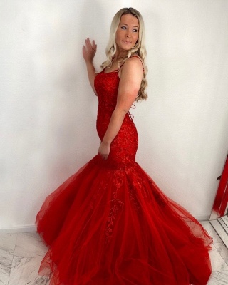 ZY414 Red Prom Dresses Long Cheap Evening Dresses Lace_3