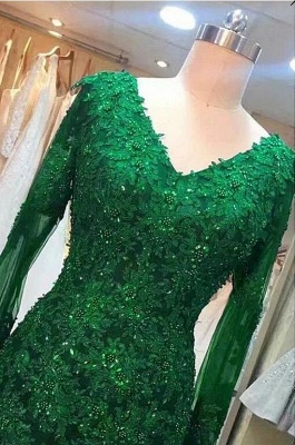 ZY407 Green Evening Dress Evening Dresses Long With Sleeves_3