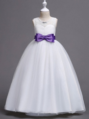 Princess / Ball Gown Floor Length Wedding / Party Flower Girl Dresses - Tulle Sleeveless Jewel Neck With Sash / Ribbon / Bow(S) / Embroidery_5