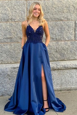 ZY547 Prom Dresses Long Cheap Elegant Evening Dresses Blue_1