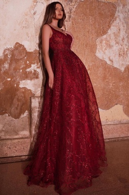 ZY585 Evening Dresses Long Glitter Red Prom Dresses Cheap_2