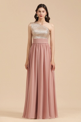 BM2010 One Shoulder Sequins A-line Pink Bridesmaid Dress_4