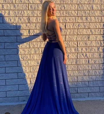 ZY566 Prom Dresses Dark Blue Evening Dresses Long Glitter_2