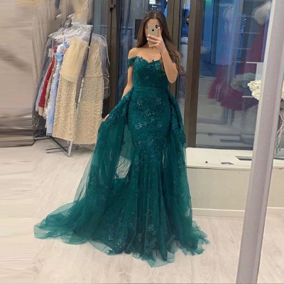 ZY602 Elegant Evening Dresses Green Prom Dresses With Lace_2