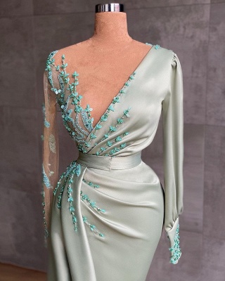 ZY599 Prom Dresses Long Mint Green Evening Dresses With Sleeves_2