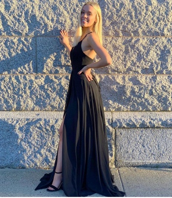 Black Prom Dresses Long Chiffon | Simple Evening Gowns_3