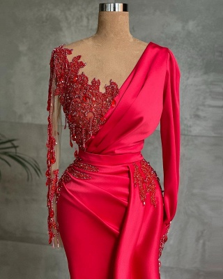 Red Long Sleeve Prom Dresses | Mermaid Evening Gowns_2
