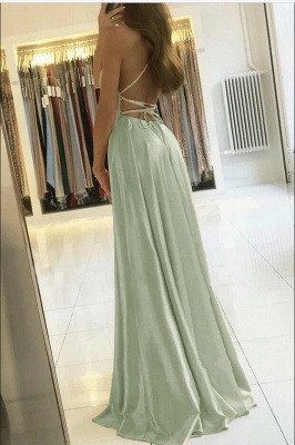 Simple Long Prom Dresses Cheap Sage Evening Gowns_2