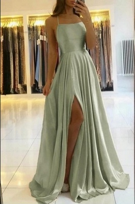 Simple Long Prom Dresses Cheap Sage Evening Gowns_3