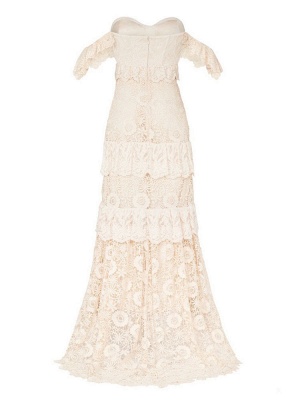 Boho Wedding Dress 2021 Off The Shoulder Floor Length Multilayer Lace Wedding Gowns_9