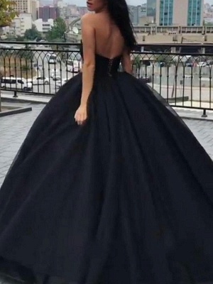 Black Wedding Gownses Satin Fabric Princess Silhouette Empire Waist Floor Length Wedding Dresses_3