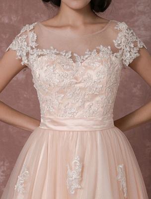 Wedding Gowns Short Vintage Bridal Dress Backless Illusion Lace Applique Tea-Length A-Line Reception Bridal Gown Exclusive_9