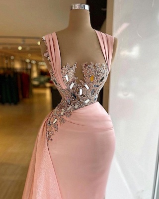 Reaal Mode Pink Long Mermaid Prom Dress Evening Gowns_2