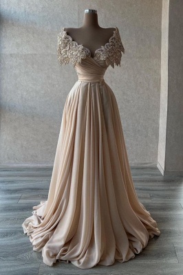 Gorgeous V-Neck Sleeveless Sheath Chiffon Prom Dress with Crystal_1