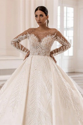 Luxus Long Sleeves A Line Wedding Dresses Bridal Gowns_1