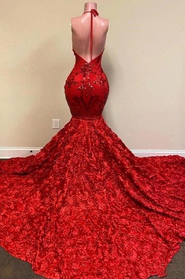 Sparkly Red Halter Long Prom Dresses Cheap Party Gowns_2