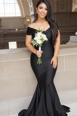Elegant Black Sleeveless Mermaid Long Prom Dresses_1