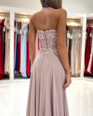 Elegant Sweetheart Floor-length Appliques Lace Prom Dresses with Split_3
