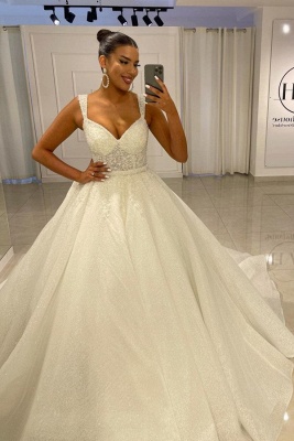 Modest A-Line Sweetheart Straps Floor-length Wedding Dresses_2
