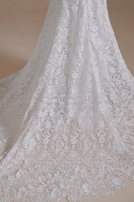 Beautiful Off-the-shoulder Sleeveless Mermaid Floor-Length Lace Wedding Dresses with Applique_9