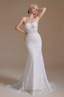 Beautiful Off-the-shoulder Sleeveless Mermaid Floor-Length Lace Wedding Dresses with Applique_4