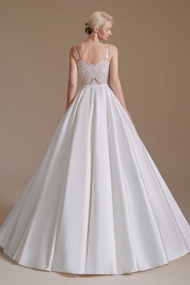 Simple Straps Sleeveless A-Line Floor-Length Satin Wedding Dresses with Ruffles_5