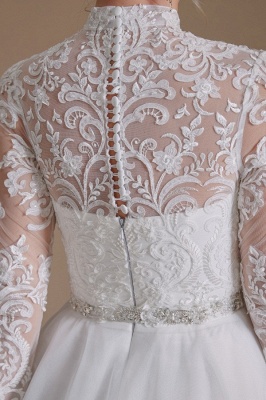 Beautiful Jewel Long-Sleeve A-Line Floor-Length Wedding Dresses with Pattern_8