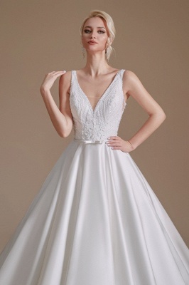 Simple Straps Sleeveless A-Line Floor-Length Satin Wedding Dresses with Ruffles_6