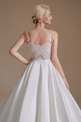 Simple Straps Sleeveless A-Line Floor-Length Satin Wedding Dresses with Ruffles_7