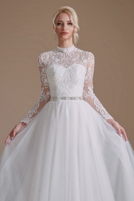 Beautiful Jewel Long-Sleeve A-Line Floor-Length Wedding Dresses with Pattern_6