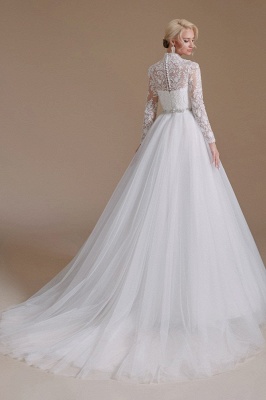 Beautiful Jewel Long-Sleeve A-Line Floor-Length Wedding Dresses with Pattern_5