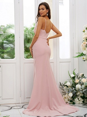 Simple Pink Sweetheart Sleeveless Chiffon Bridesmaid Dress with Silt_3